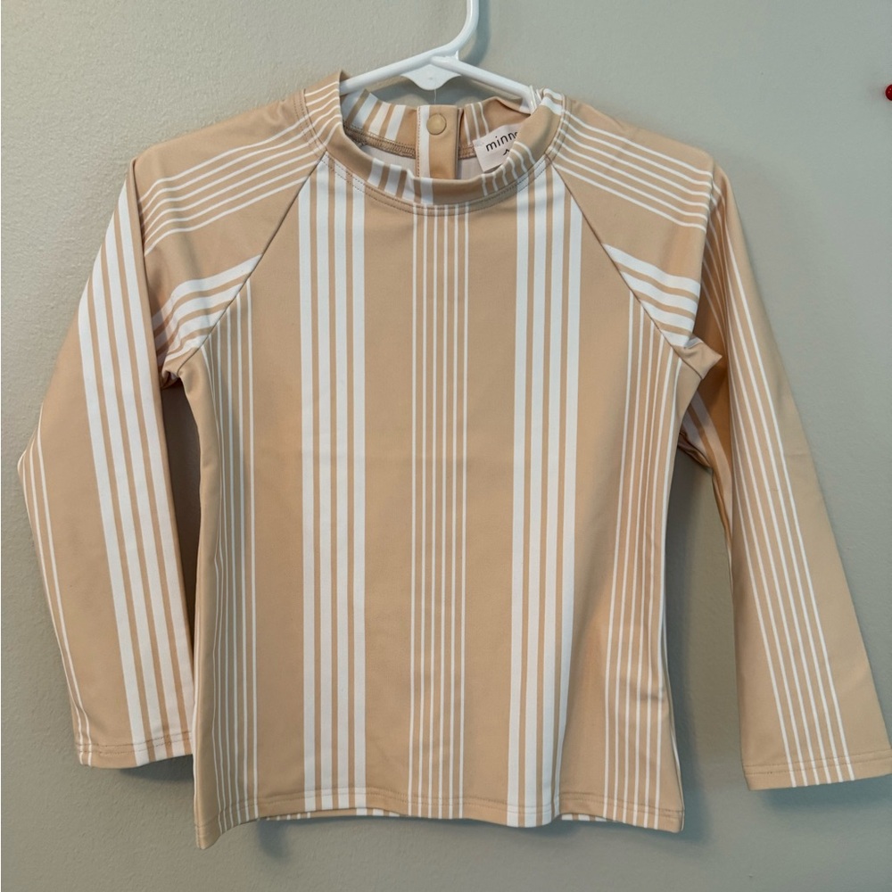 Minnow Tan and White Striped Long Sleeve Rashguard